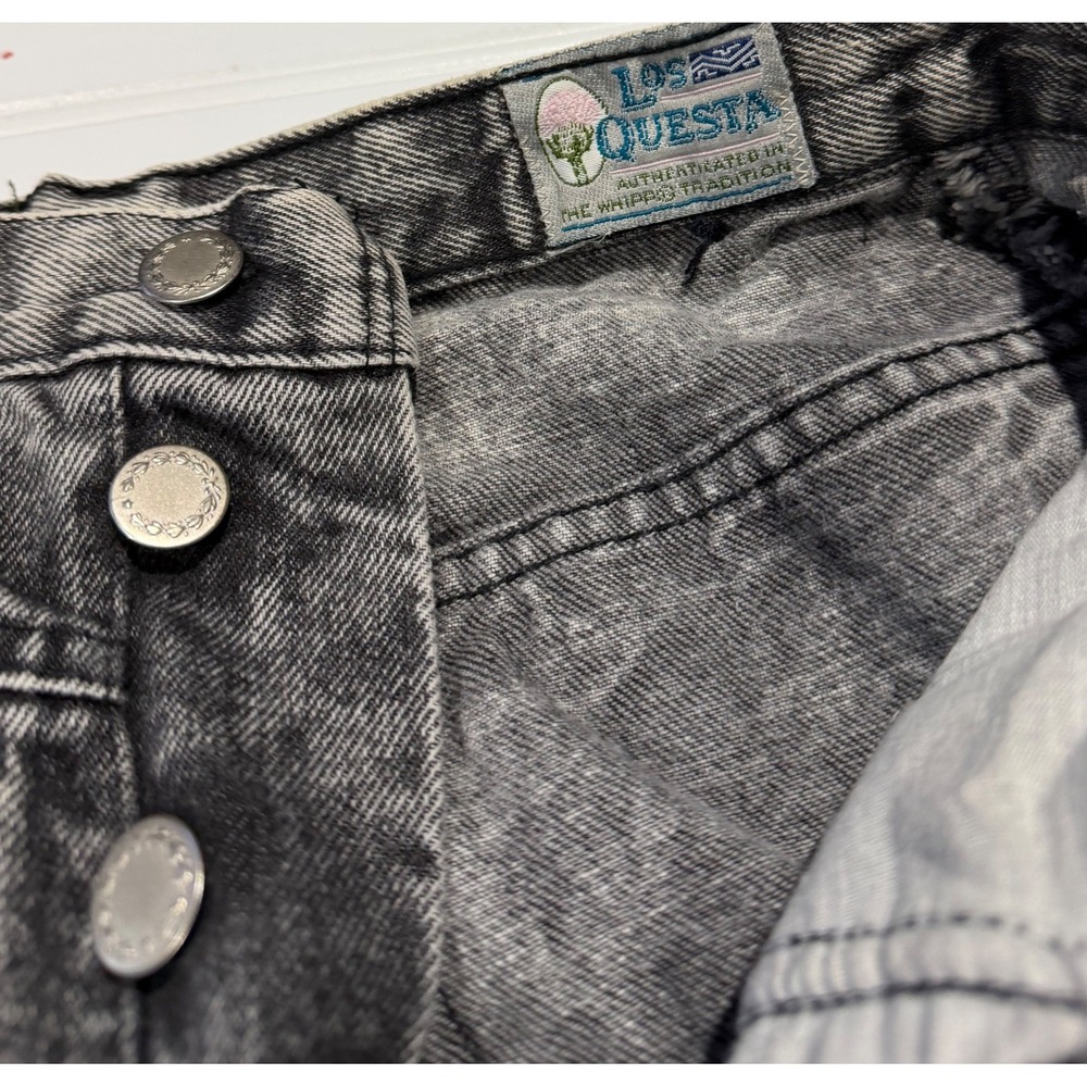 Rare Los Questa Vintage High Waisted Acid Wash Mom Jeans Grey Black Button Fly - Picture 6 of 11